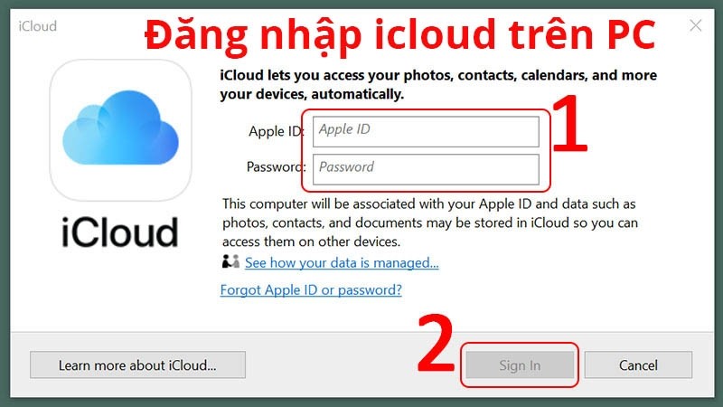 Đăng nhập iCloud trên máy tính PC - Bước 1